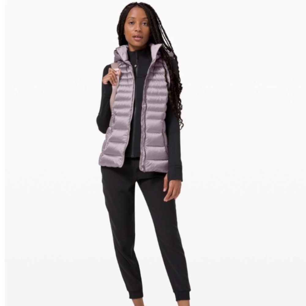 Lululemon Brave The Cold Hooded Goose Down Puffer Vest Womens Size 8 Dark Chrome